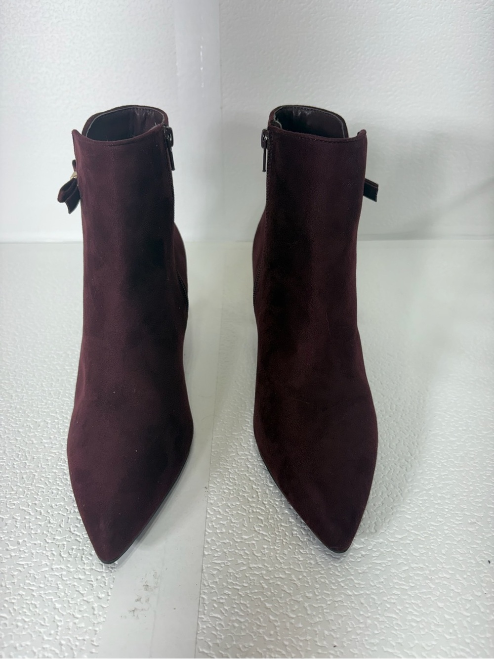 Charter Club Wine Pointed Toe Suede Ankle Booties s281